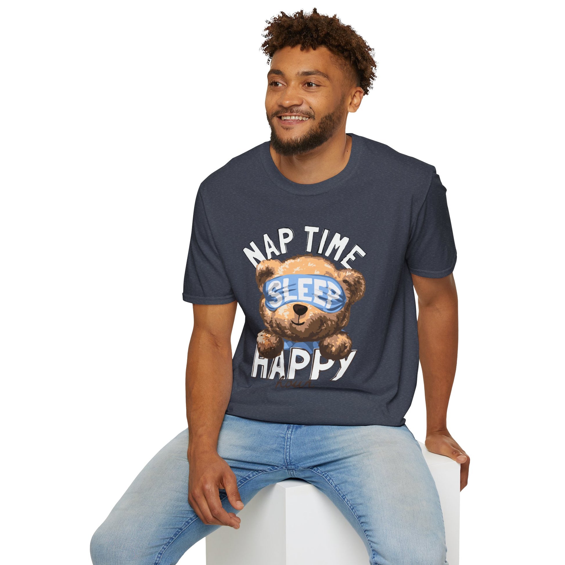Nap Time Happy Bear Unisex T-Shirt, Sleep Shirt, Cute Graphic Tee, Cozy Relaxed Wear, Gift for Nappers, Funny Pajama T-Shirt