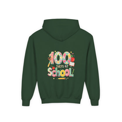 100 Days of School Youth Hoodie, Colorful School Spirit Sweatshirt, Kids Celebration Hoodie, Perfect for School Events, Fun Memory Gear