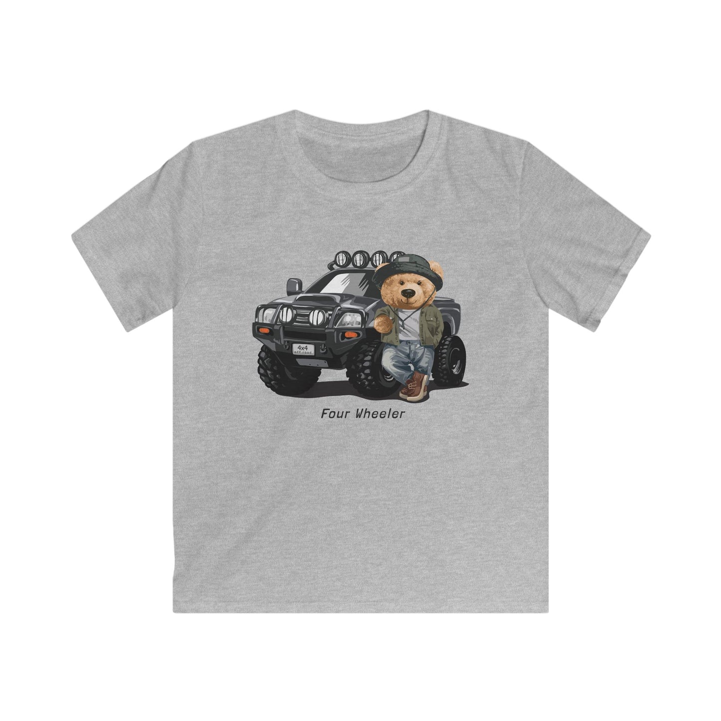 Kids Adventure Bear Tee, Cute Kids Shirt, Four Wheeler Tee, Bear Lover Gift, Fun Birthday Outfit Sport Grey