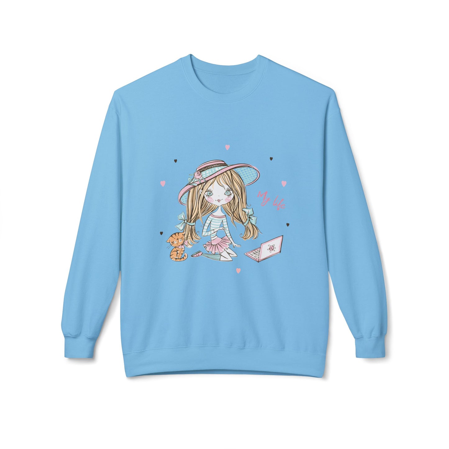 Cute Illustrated Crewneck Sweatshirt, Cozy Everyday Wear, Gift for Her, Fun Fashion, Casual Outfit, Birthday Present Sky