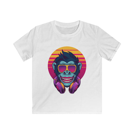 Cool Monkey Kids Tee, Trendy Children's T-Shirt, Funky Graphic Shirt, Summer Wear, Birthday Gift, Fun Casual Outfit White