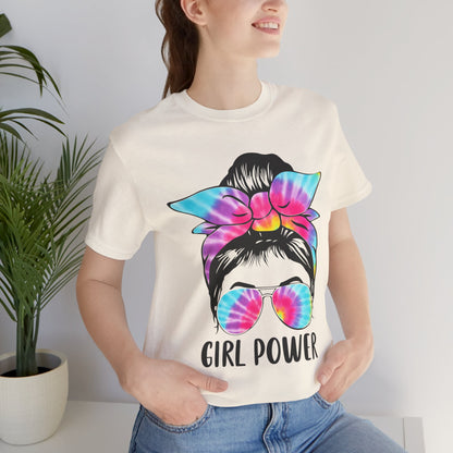Girl Power Tie-Dye Tee, Unisex Short Sleeve Shirt, Feminist Apparel, Gift for Her, Casual Everyday Wear, Birthday Present