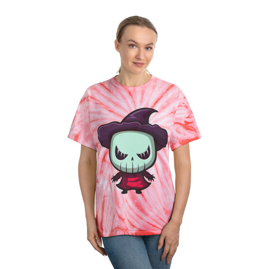 Whimsical Tie-Dye Tee with Cute Halloween Character | Fun Casual Wear, Unisex T-Shirt, Festival Clothing, Unique Gift - Cozy Kawaii LLC