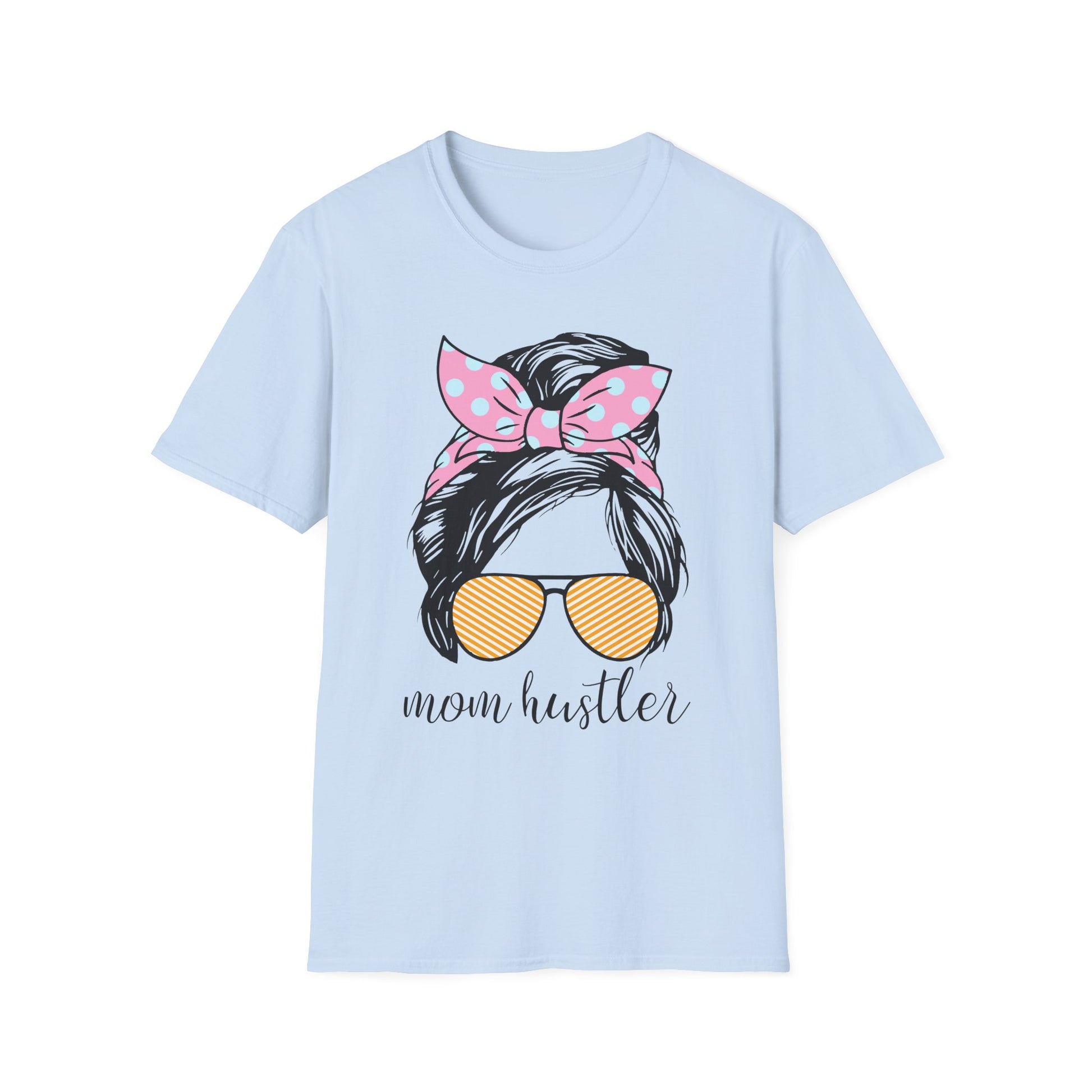 Mom Hustler T-Shirt, Cute Mom Gift, Casual Wear, Mother's Day Outfit, Gift for Moms, Everyday Style Light Blue