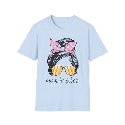 Mom Hustler T-Shirt, Cute Mom Gift, Casual Wear, Mother's Day Outfit, Gift for Moms, Everyday Style Light Blue