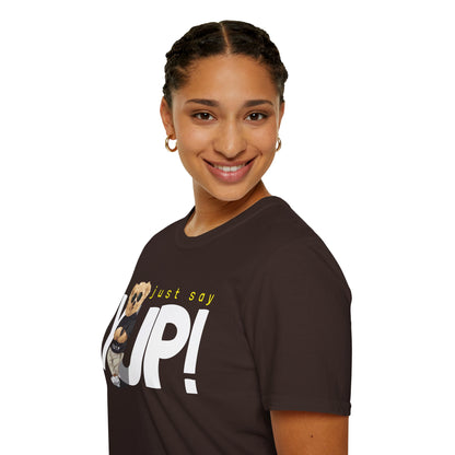Unisex Casual Graphic Tee - Just Say YUP! Trendy T-Shirt for Everyday Wear, Gift for Friends, Fun Summer Fashion, Pop Culture Style