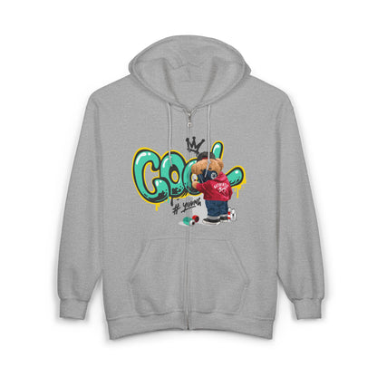 Cool Graffiti Art Zip-Up Hoodie for Trendy Adults, Streetwear, Urban Fashion, Gift for Him or Her, Casual Wear, Graphic Hooded Sweatshirt
