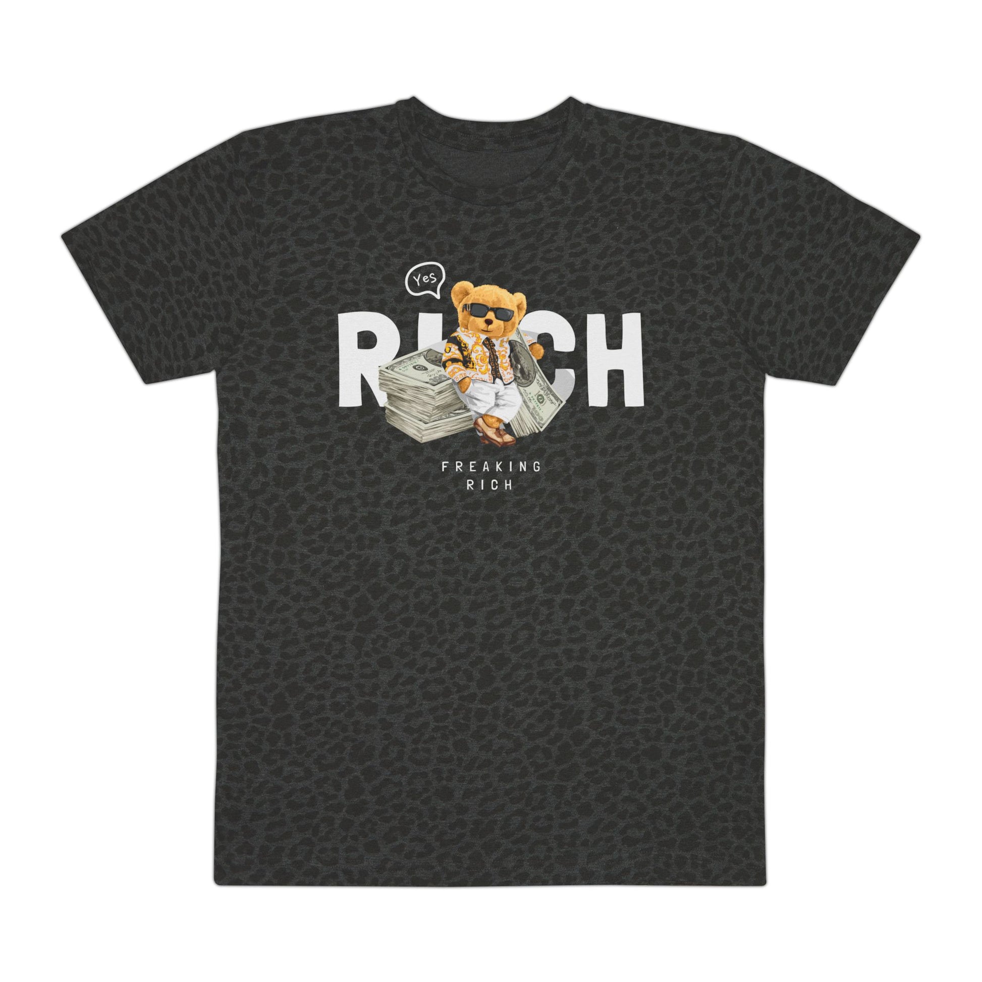Wildly Rich - Men's Fine Jersey Tee, Unique Graphic T-Shirt for Men, Cool Animal Print Tee, Fashionable Casual Wear, Gift for Him Black Leopard