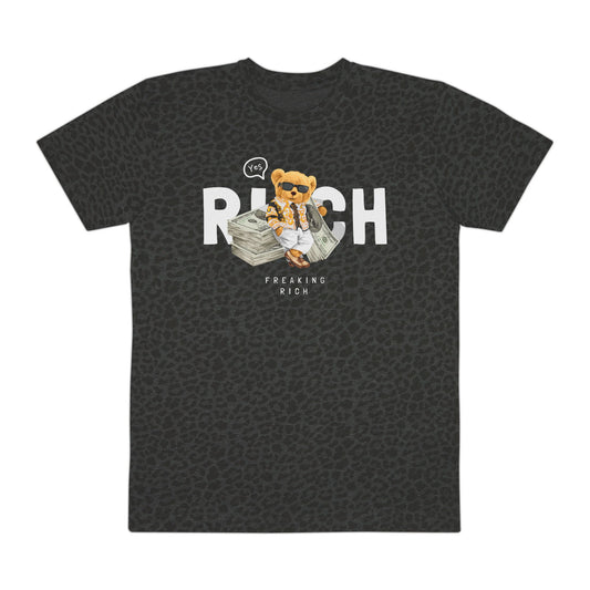 Wildly Rich - Men's Fine Jersey Tee, Unique Graphic T-Shirt for Men, Cool Animal Print Tee, Fashionable Casual Wear, Gift for Him Black Leopard
