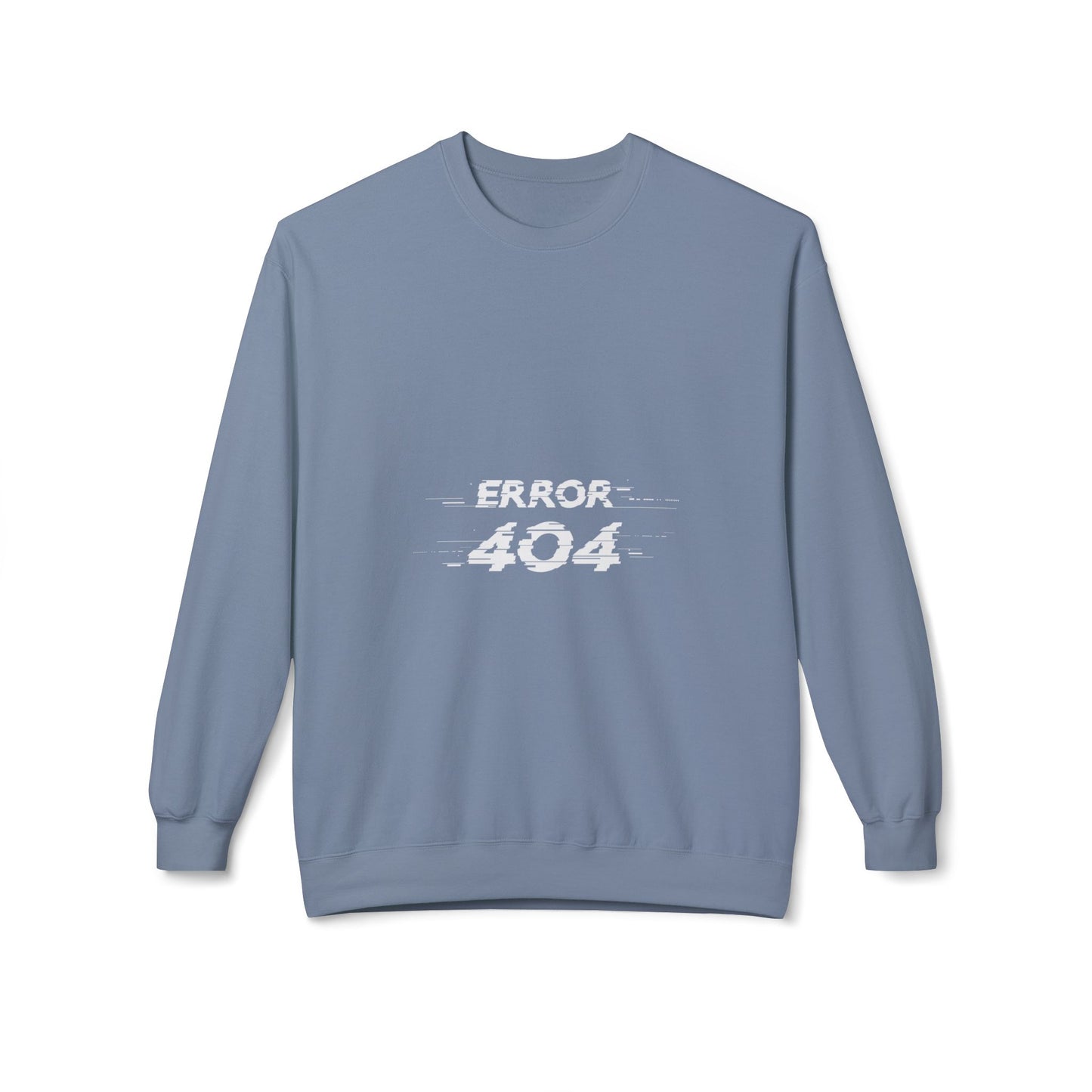 Error 404 Crewneck Sweatshirt, Funny Gift for Tech Lovers, Unisex Fleece Sweater, Casual Outfit, Geeky Humor Clothing Stone Blue