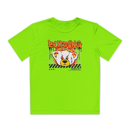 Burning Bear Youth Competitor Tee, Graphic T-Shirt, Trendy Kids Apparel, Streetwear, Cool Gift for Boys and Girls Lime Shock