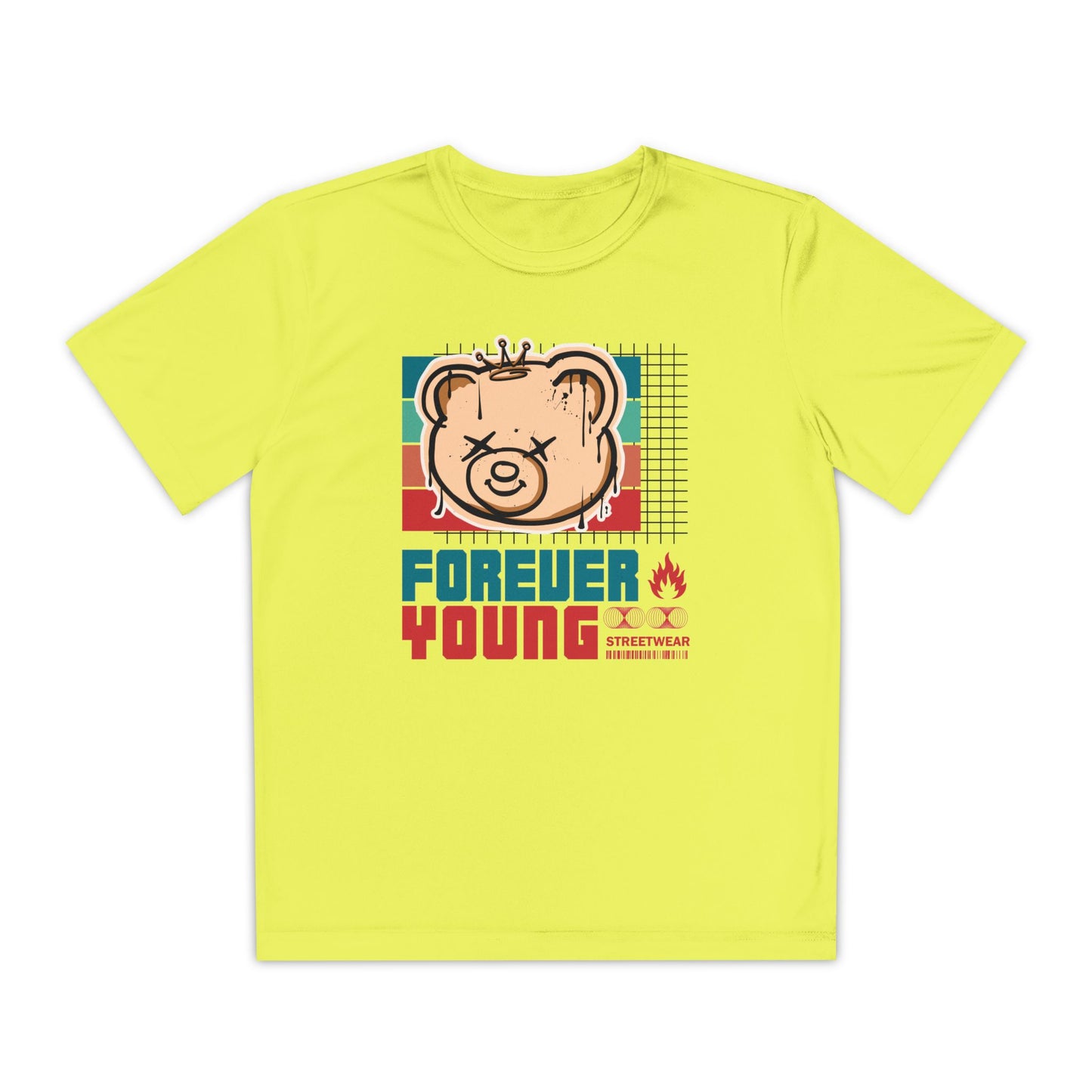 Forever Young Youth Tee - Trendy Cotton T-Shirt for Kids, Perfect for Birthdays, Parties, Sports Events, Gifts, Casual Wear Neon Yellow