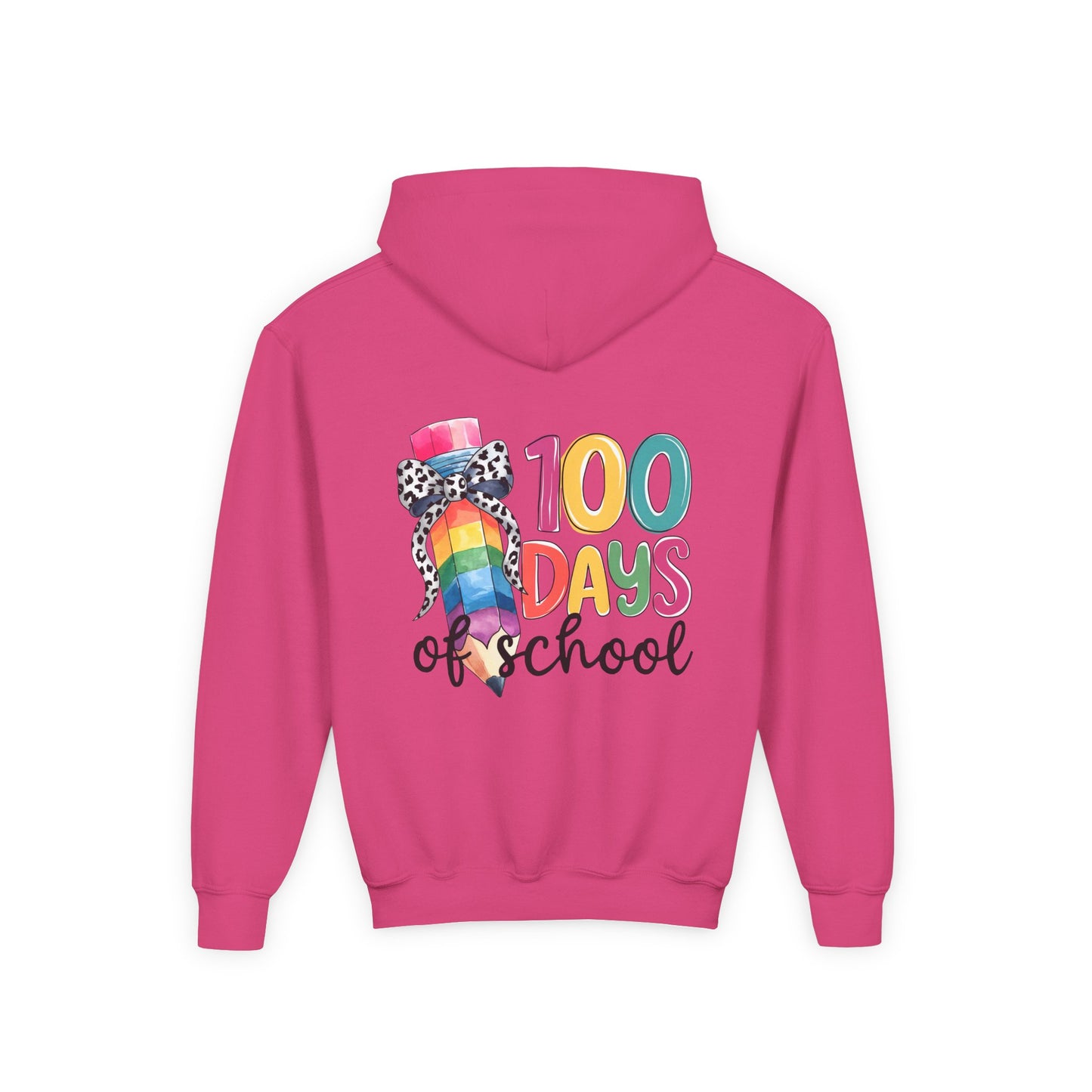 Colorful 100 Days of School Youth Hoodie, Fun School Celebration Sweatshirt, Back-to-School Gift, Kids Fashion, Classroom Style