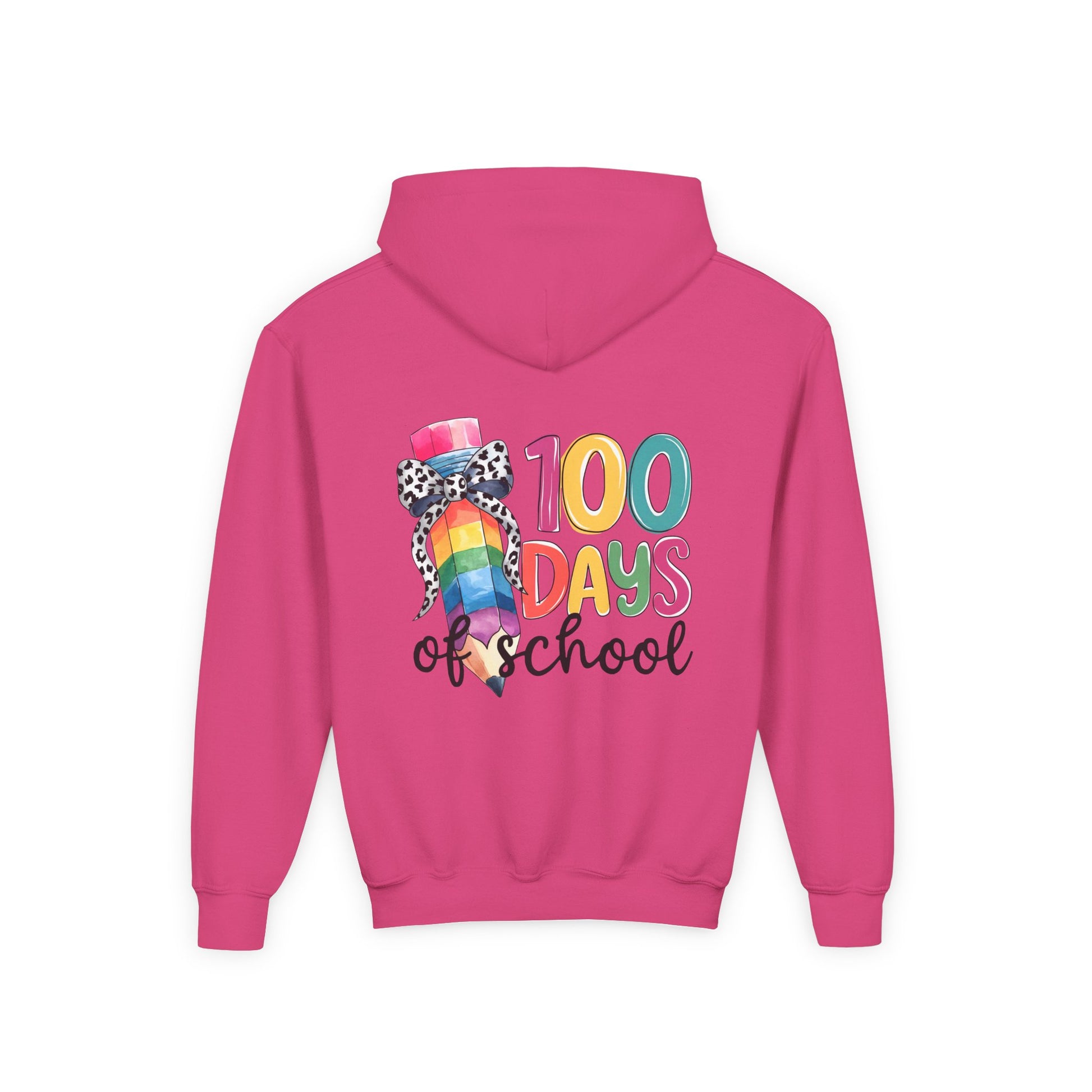 Colorful 100 Days of School Youth Hoodie, Fun School Celebration Sweatshirt, Back-to-School Gift, Kids Fashion, Classroom Style