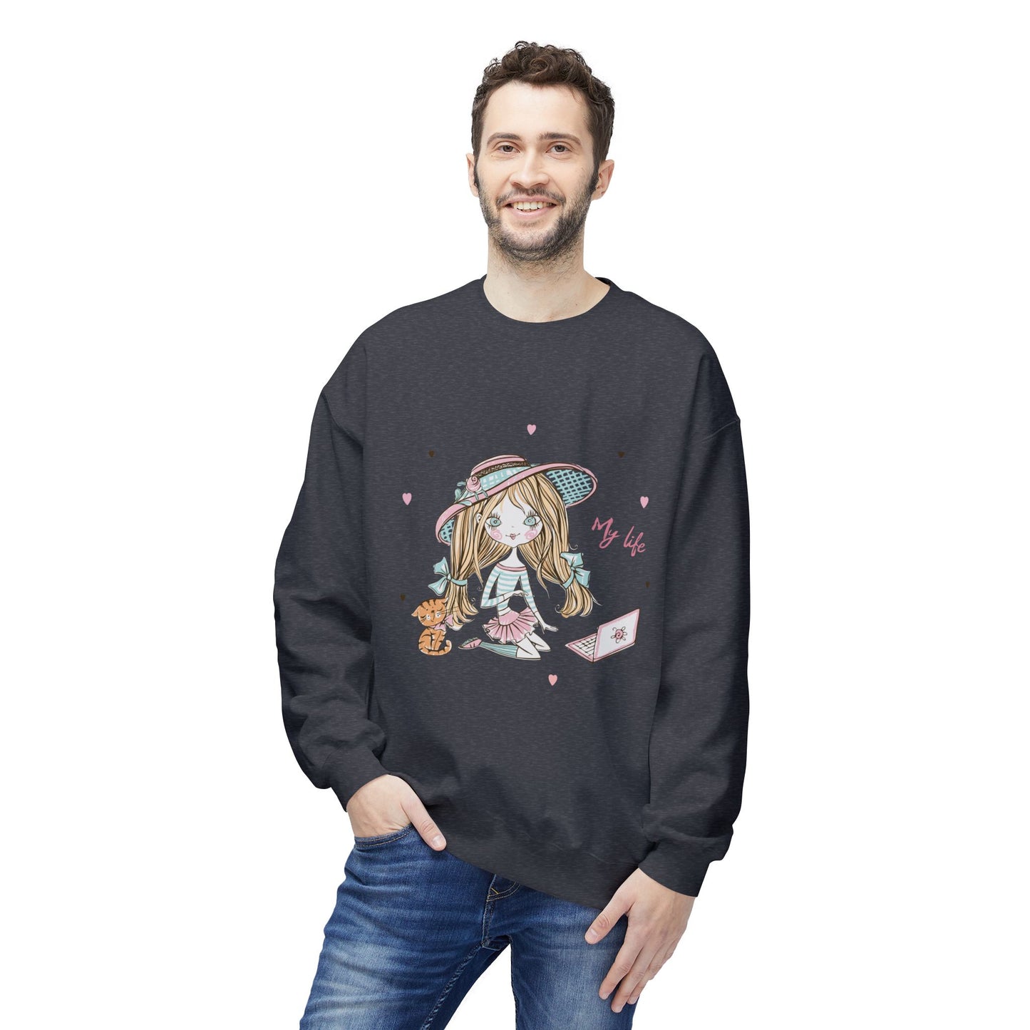 Cute Illustrated Crewneck Sweatshirt, Cozy Everyday Wear, Gift for Her, Fun Fashion, Casual Outfit, Birthday Present