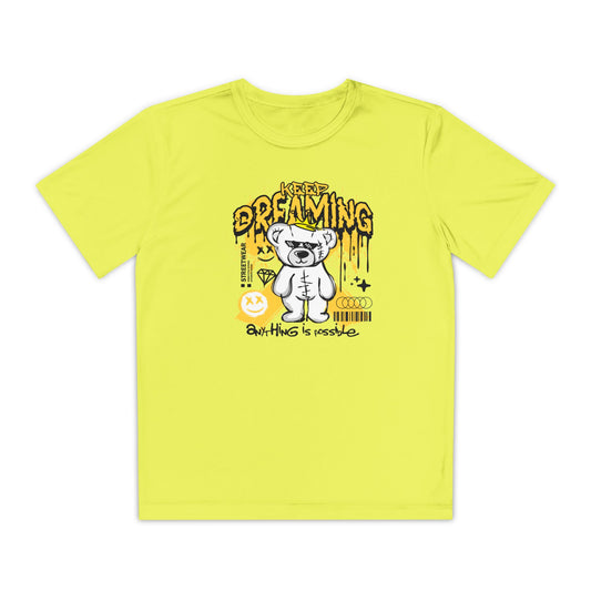 Keep Dreaming Youth Tee, Motivational Shirt, Children's Adventure Clothing, Birthday Gift, Cute Graphic Tee, Playful Style Neon Yellow