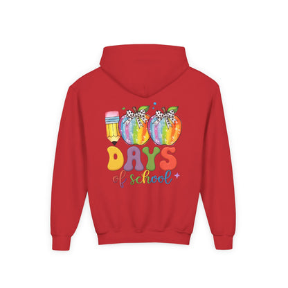 Colorful 100 Days of School Hoodie for Kids, Fun Sweatshirt for Students, Back to School Gift, Rainbow Apple Design, Classroom