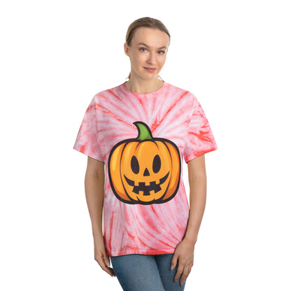 Halloween Tie-Dye Tee with Pumpkin Design, Unisex T-Shirt, Vibrant Graphic Tee, Fall Apparel, Spooky Season Shirt - Cozy Kawaii LLC