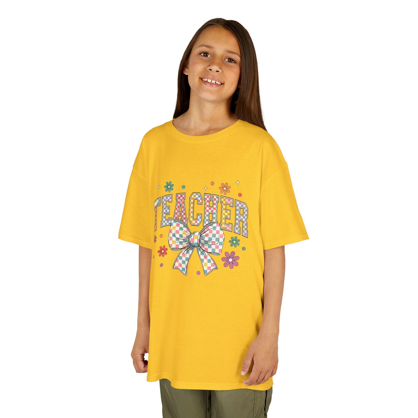Teacher Kids Tee with Colorful Bow Design, Perfect for Back to School, Teacher Appreciation, Birthday Gift, Fun Classroom Wear