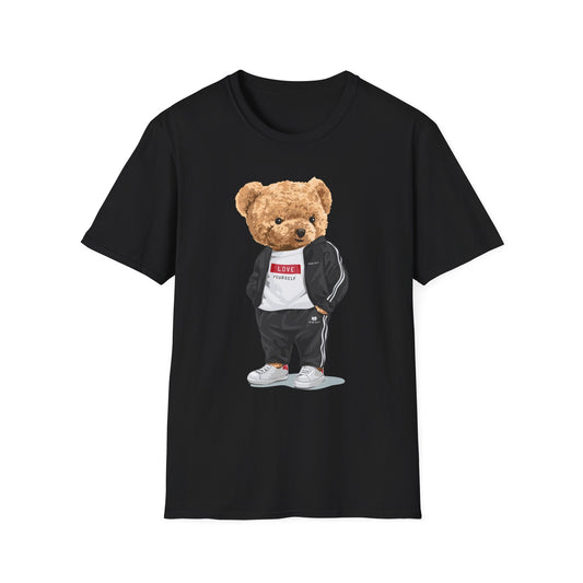 Casual Graphic Tee: Trendy Bear Design, Fun Unisex T-Shirt, Perfect for Gifts, Casual Wear, Everyday Style Black