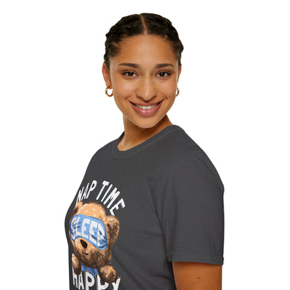 Nap Time Happy Bear Unisex T-Shirt, Sleep Shirt, Cute Graphic Tee, Cozy Relaxed Wear, Gift for Nappers, Funny Pajama T-Shirt