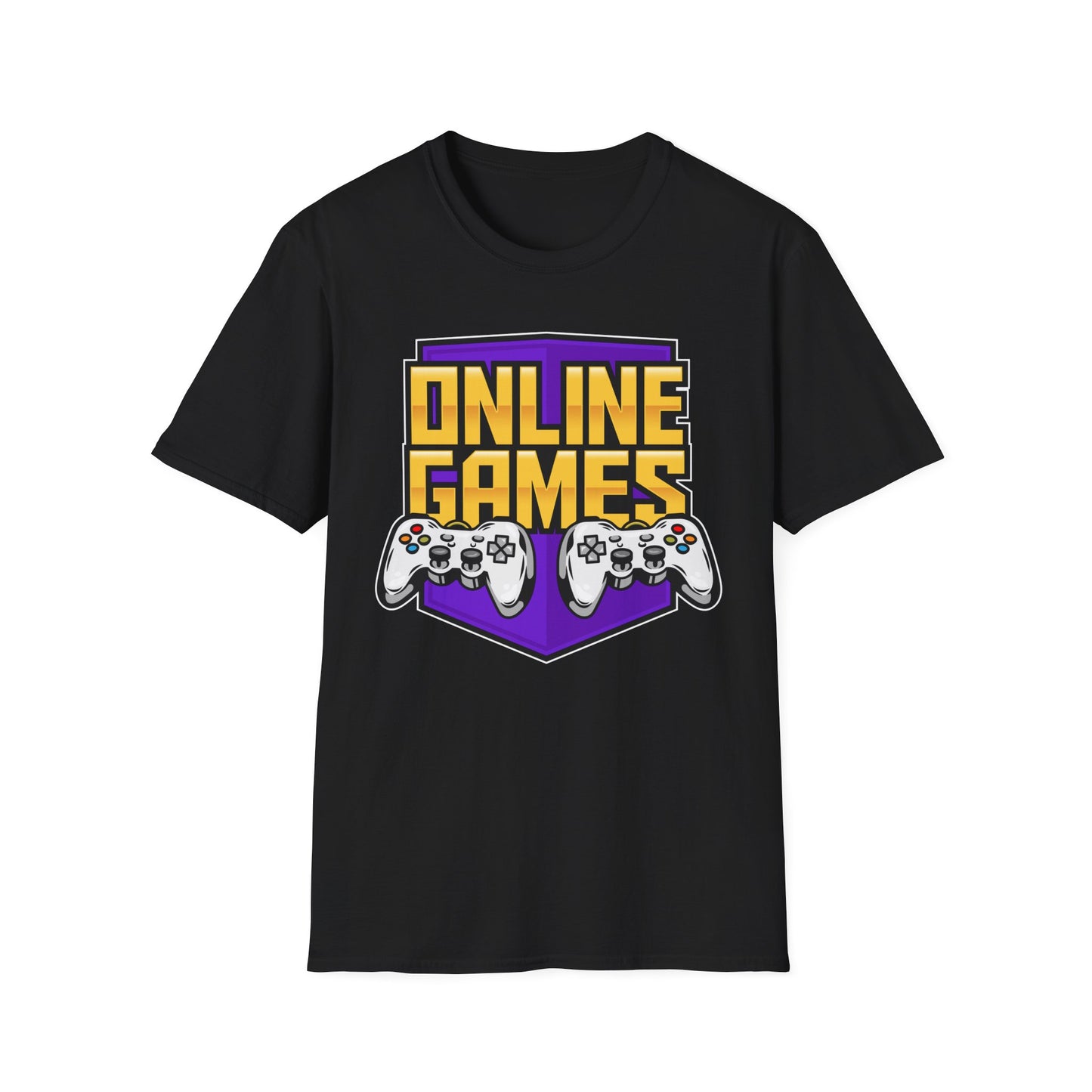 Unisex Softstyle Gaming T-Shirt, Retro Online Games Tee, Gift for Gamers, Casual Wear, Birthday and Holiday Apparel Black