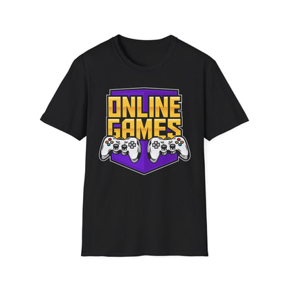 Unisex Softstyle Gaming T-Shirt, Retro Online Games Tee, Gift for Gamers, Casual Wear, Birthday and Holiday Apparel Black