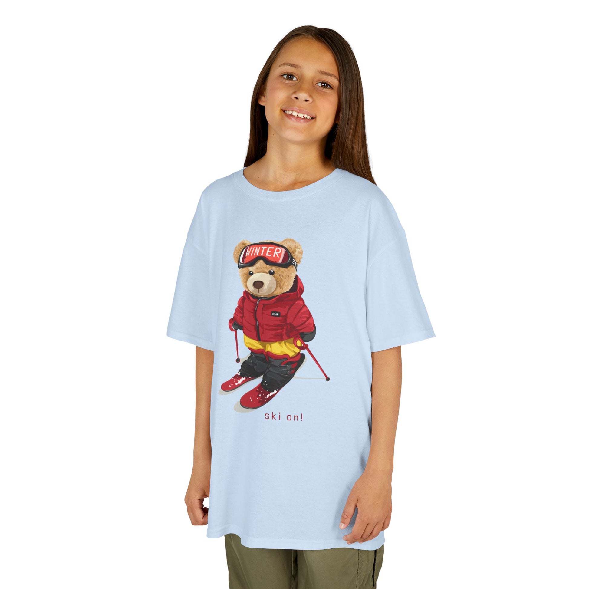Kids Graphic Tee with Cool Bear Design, Fun Casual Wear for Boys and Girls, Perfect for Birthday Gifts, Playdates, and Everyday Comfort