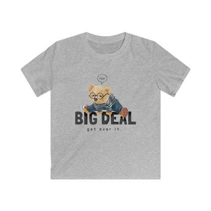 Kids Graphic Tee with Funny Bear - Big Deal, Get Over It! | Cute Gift for Birthdays, Playdates, Celebrations, Lounge Wear, Casual Clothing Sport Grey