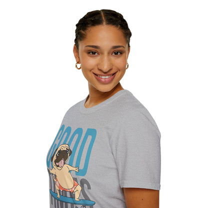 Surfer Dog T-Shirt, Good Times Tee, Summer Shirt, Pet Lover Gift, Cute Unisex Top, Beach Vibes Clothing