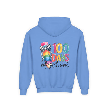 Colorful 100 Days of School Youth Hoodie, Fun School Celebration Sweatshirt, Back-to-School Gift, Kids Fashion, Classroom Style
