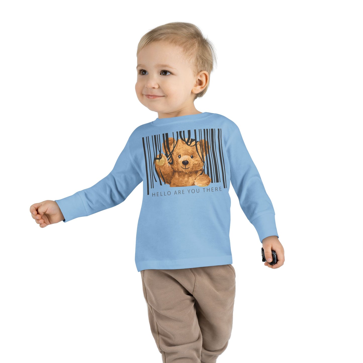 Adorable Toddler Long Sleeve Tee with Barcoded Puppy Design, Cute Kids' Casual Wear, Baby Shower Gift, Birthday Gift, Everyday Use