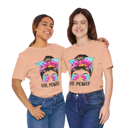 Girl Power Tie-Dye Tee, Unisex Short Sleeve Shirt, Feminist Apparel, Gift for Her, Casual Everyday Wear, Birthday Present