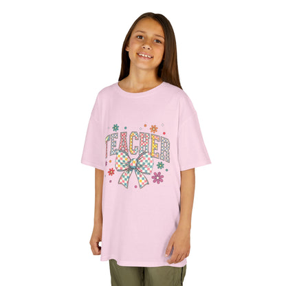 Teacher Kids Tee with Colorful Bow Design, Perfect for Back to School, Teacher Appreciation, Birthday Gift, Fun Classroom Wear