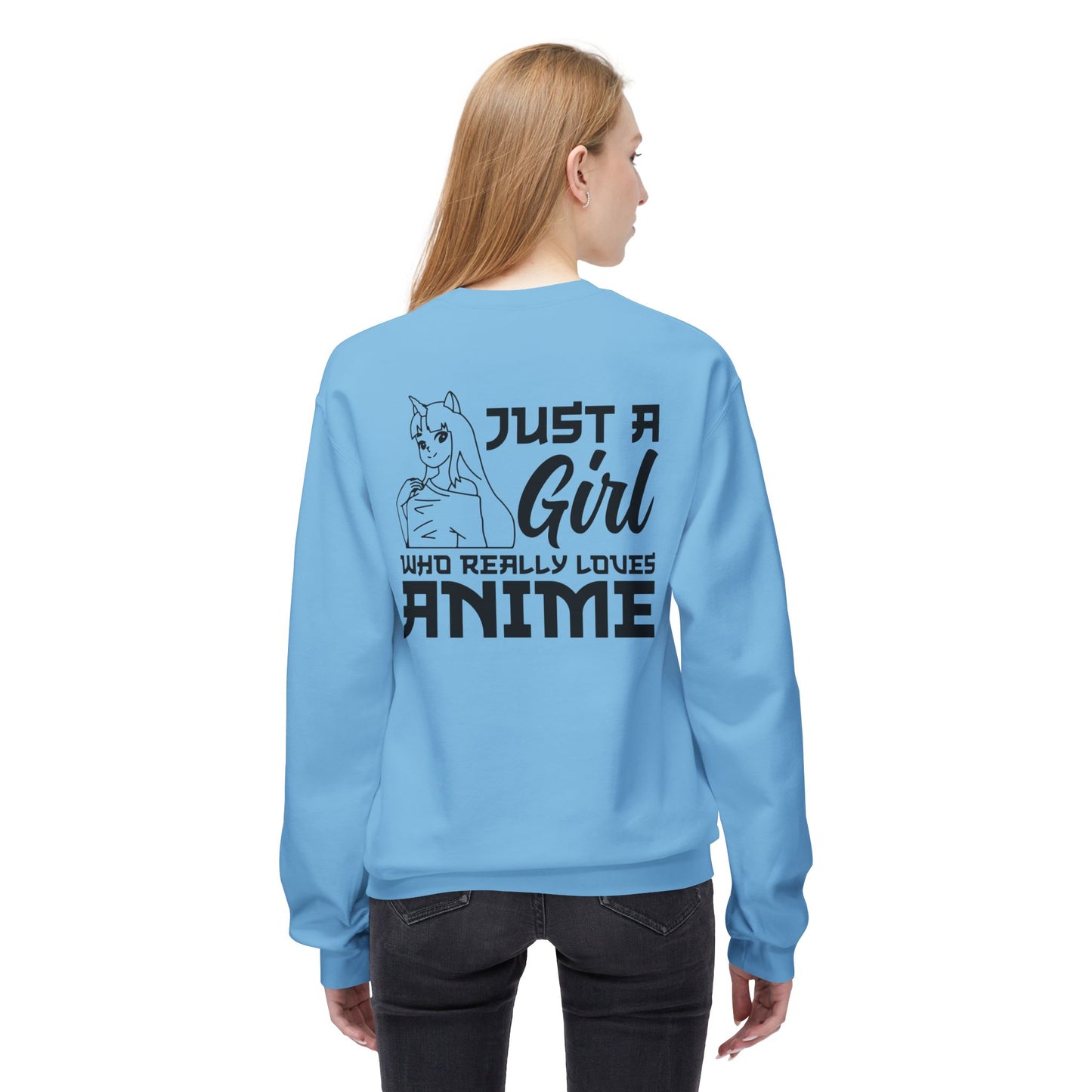 Anime Lover Crewneck Sweatshirt - Just a Girl Who Really Loves Anime, Unisex Casual Apparel, Anime Gift, Cozy Fashion, Fleece Sweater