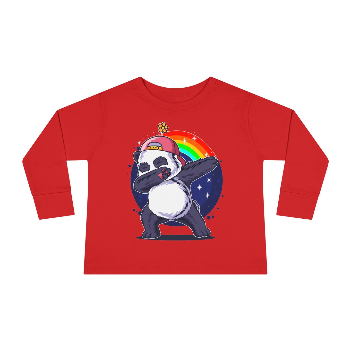 Adorable Panda Long Sleeve Tee for Toddlers - Cute, Funny, Stylish, Comfortable, Perfect for Playtime or Gifts Red