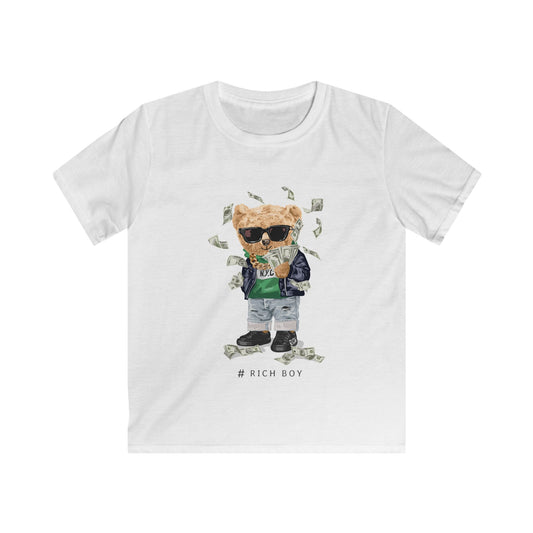 Cool Kids Softstyle Tee with #RichBoy Graphic | Trendy Youth Shirt, Funny Kids T-Shirt, Birthday Gift, Summer Outfit, Streetwear Fashion - Cozy Kawaii LLC