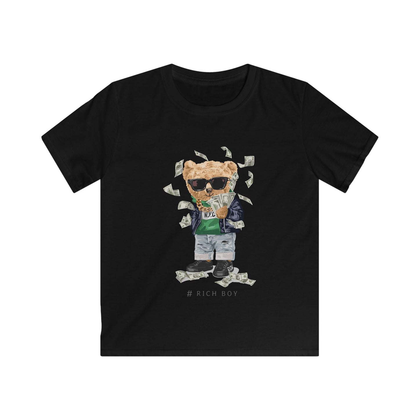 Cool Kids Softstyle Tee with #RichBoy Graphic | Trendy Youth Shirt, Funny Kids T-Shirt, Birthday Gift, Summer Outfit, Streetwear Fashion - Cozy Kawaii LLC