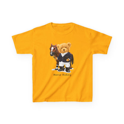 Kids Horse Riding Tee - Fun, Comfortable Cotton Shirt for Equestrian Lovers, Ideal for Birthdays, Gifts, Everyday Wear, Kids Apparel Gold