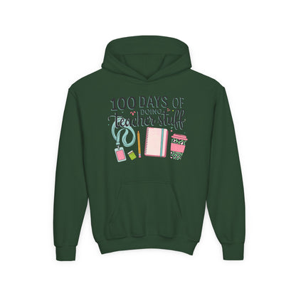Teacher Appreciation Youth Hoodie, Perfect for School Days, Gifts for Educators, 100 Days of Teacher Stuff, Cozy Classroom Wear, Fun Forest Green