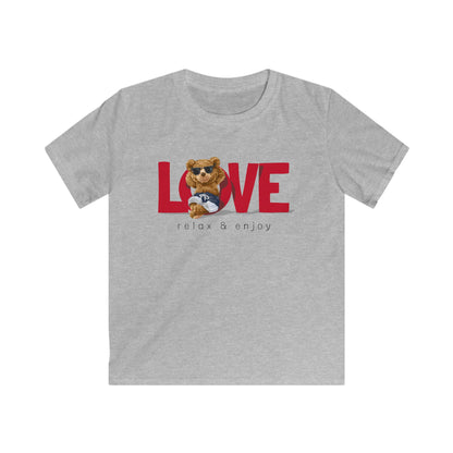 Kids Love Tee, Soft Cotton T-Shirt for Kids, Perfect for Birthdays, Playtime, Casual Wear, Cute Bear Design Sport Grey
