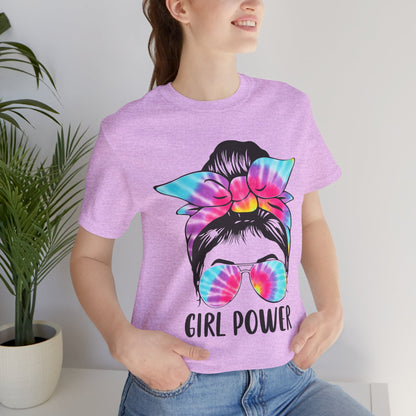 Girl Power Tie-Dye Tee, Unisex Short Sleeve Shirt, Feminist Apparel, Gift for Her, Casual Everyday Wear, Birthday Present