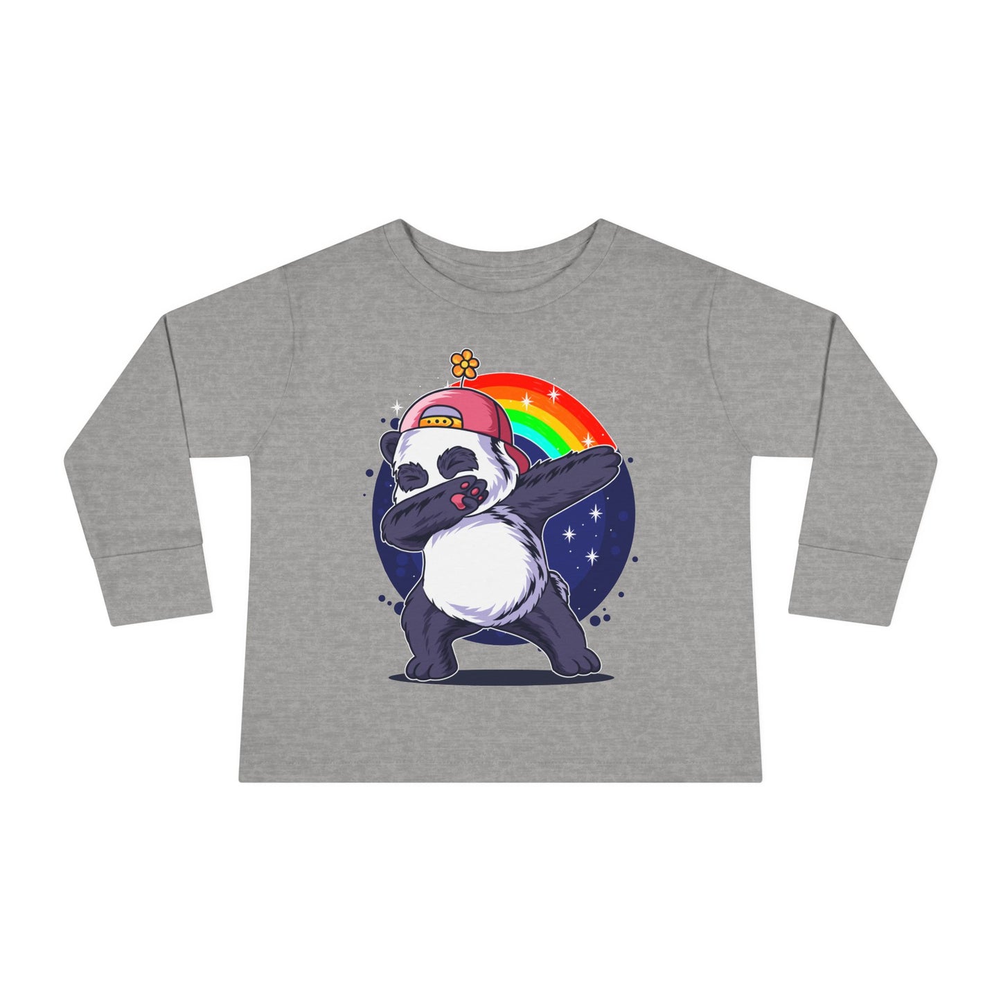 Adorable Panda Long Sleeve Tee for Toddlers - Cute, Funny, Stylish, Comfortable, Perfect for Playtime or Gifts Heather