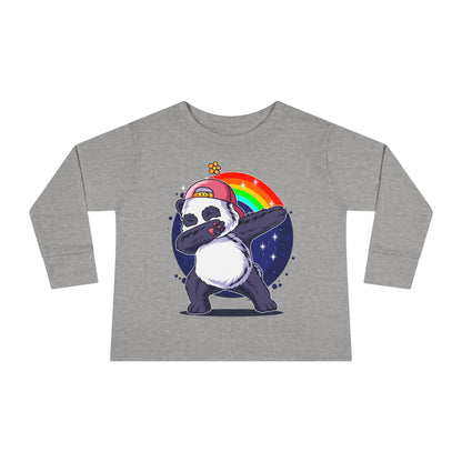 Adorable Panda Long Sleeve Tee for Toddlers - Cute, Funny, Stylish, Comfortable, Perfect for Playtime or Gifts Heather