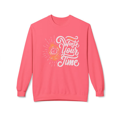 Time Reminder Crewneck Sweatshirt | Cozy Gift for Friends, Casual Wear, Motivation, Birthdays, Fun Philosophy Fashion Pink Lemonade