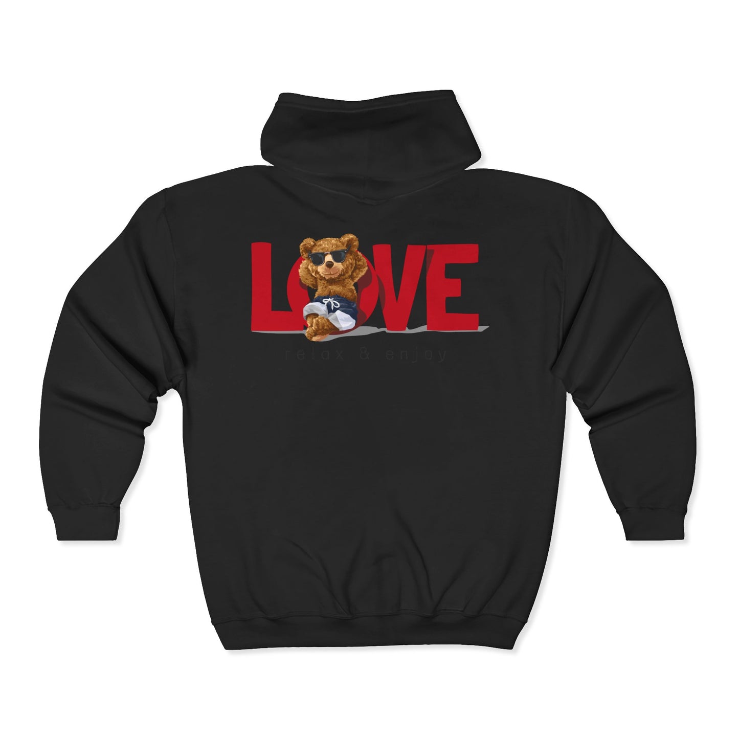 Cozy Love Zip Hoodie featuring Adorable Bear Design, Perfect Gift for Couples, Valentine's Day, Casual Wear, Animal Lovers, Hooded