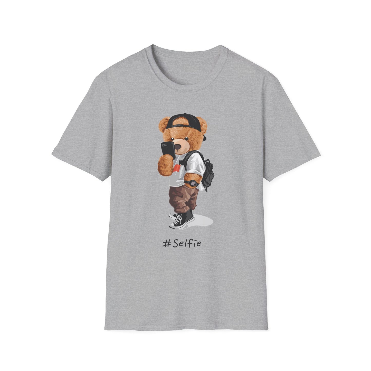 Selfie Bear Unisex T-Shirt | Cute Graphic Tee for Animal Lovers, Perfect Gift for Birthdays, Music Festivals, Casual Wear, or Everyday Style Sport Grey