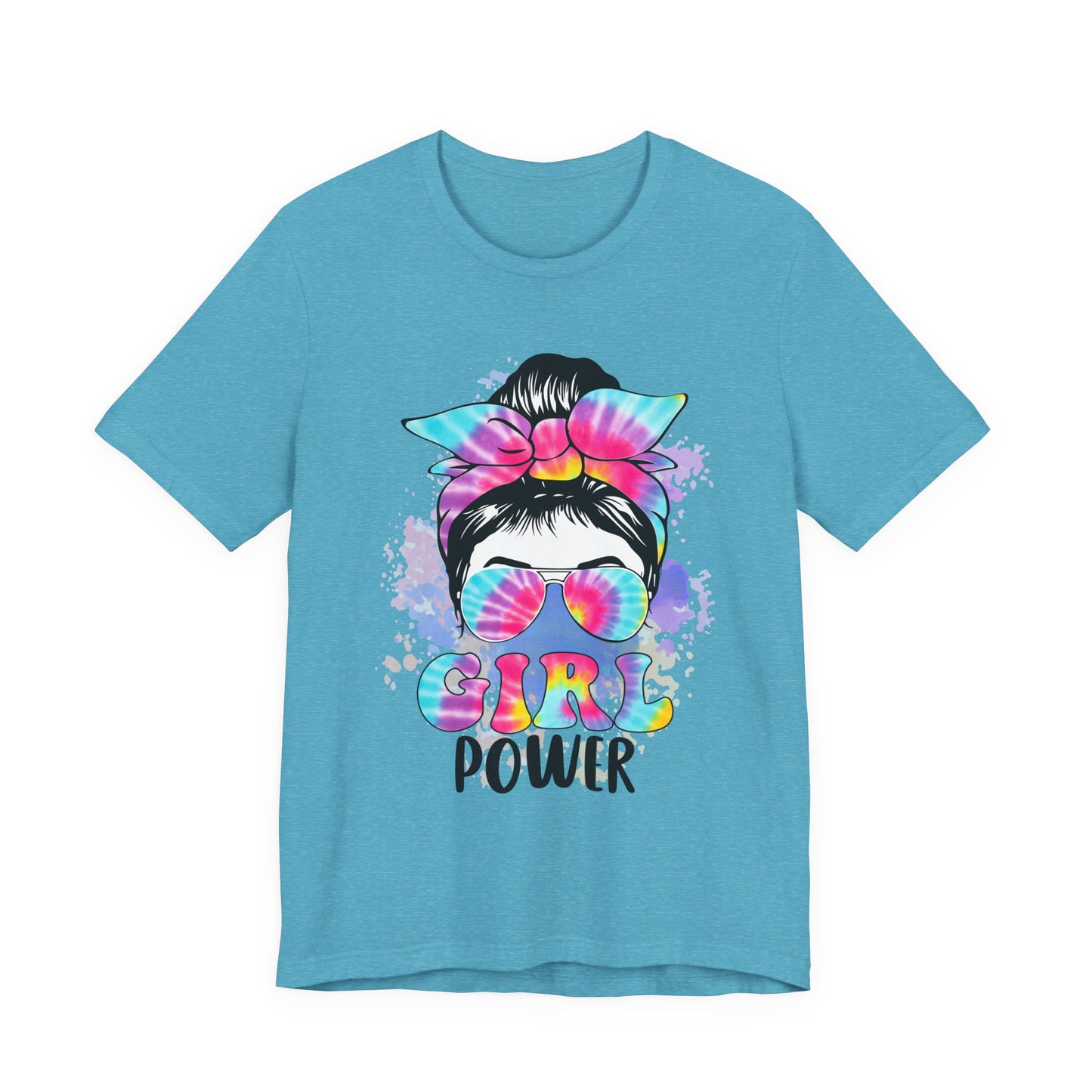 Empowering Girl Power Tee, Unisex T-Shirt for Girls, Feminist Apparel, Gift for Her, Cute Summer Top, Casual Statement Shirt Heather Aqua