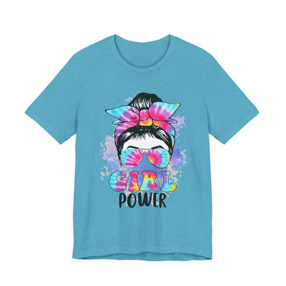 Empowering Girl Power Tee, Unisex T-Shirt for Girls, Feminist Apparel, Gift for Her, Cute Summer Top, Casual Statement Shirt Heather Aqua