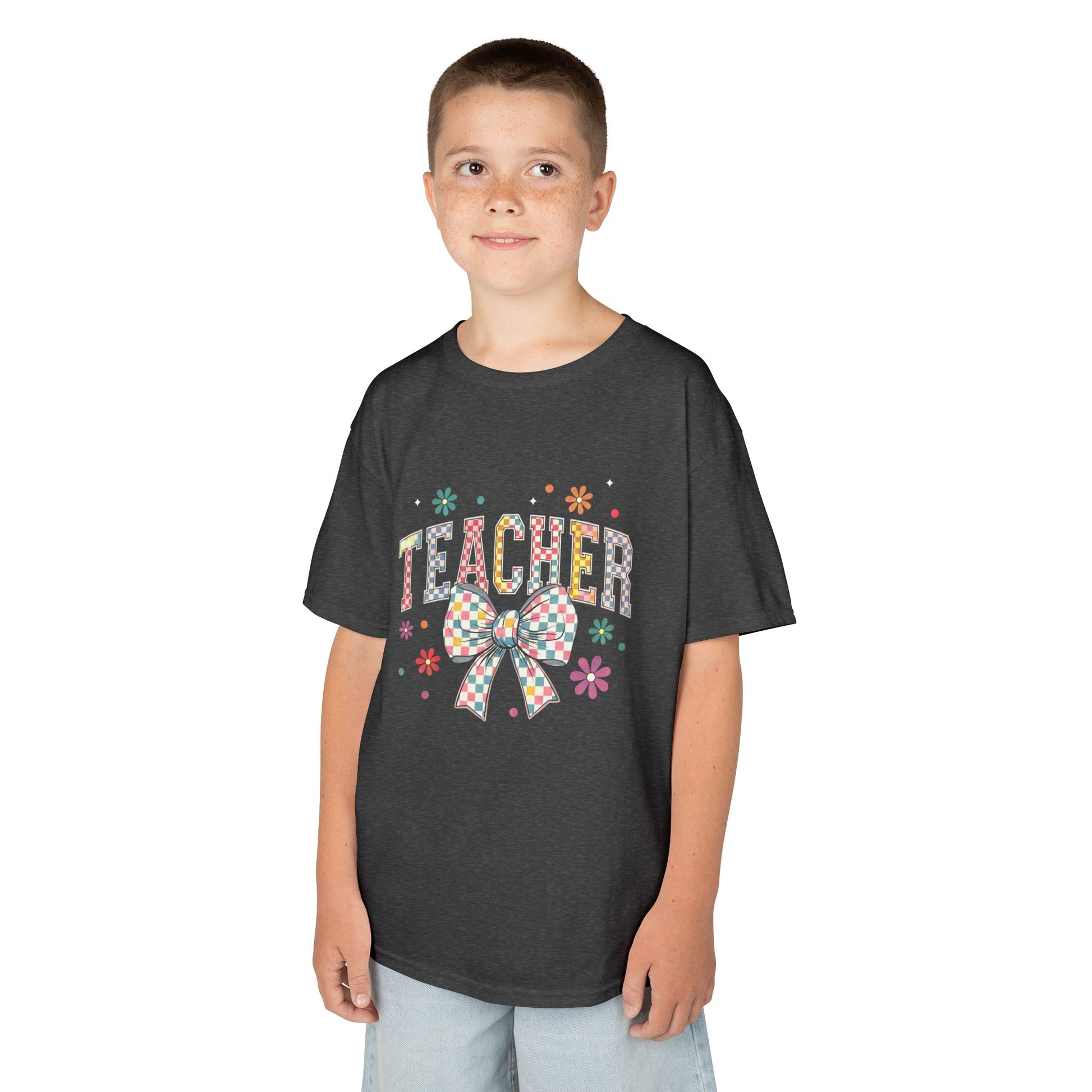 Teacher Kids Tee with Colorful Bow Design, Perfect for Back to School, Teacher Appreciation, Birthday Gift, Fun Classroom Wear